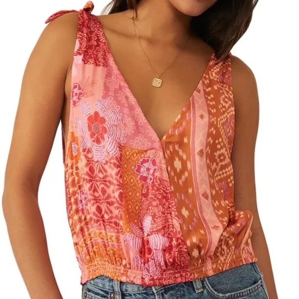 NWT Free People Tied To You Tank in Lemonade Combo Size Small